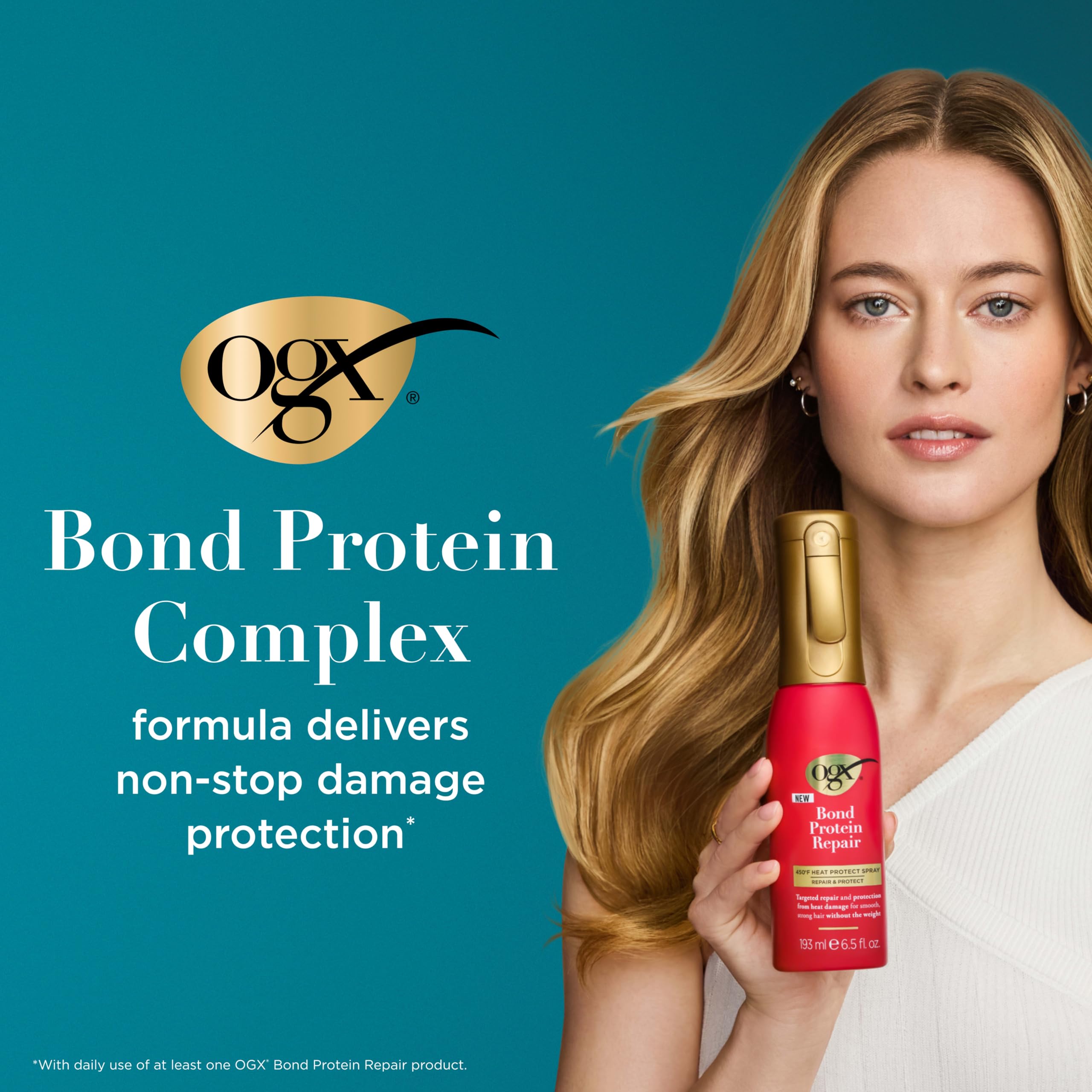 OGX texture close-up highlighting smooth, shiny, resilient hair finish
