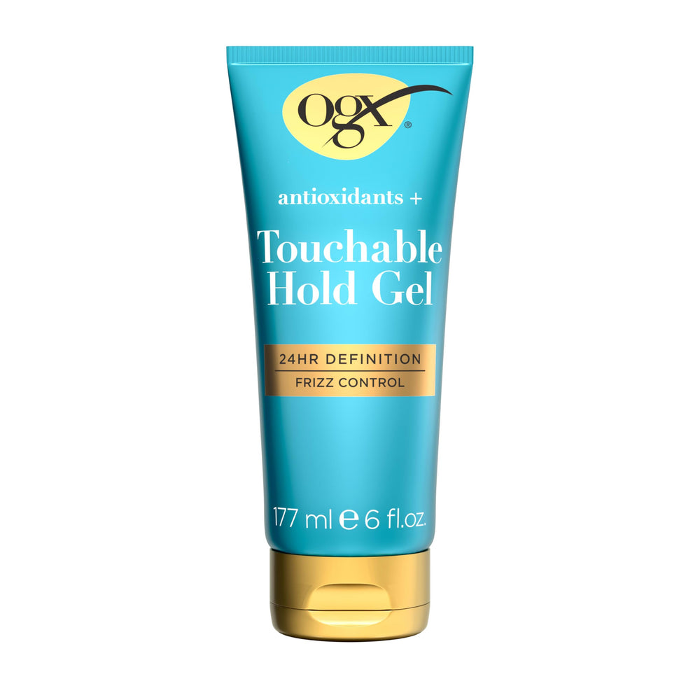 OGX front label of Touchable Hold Gel showing product benefits