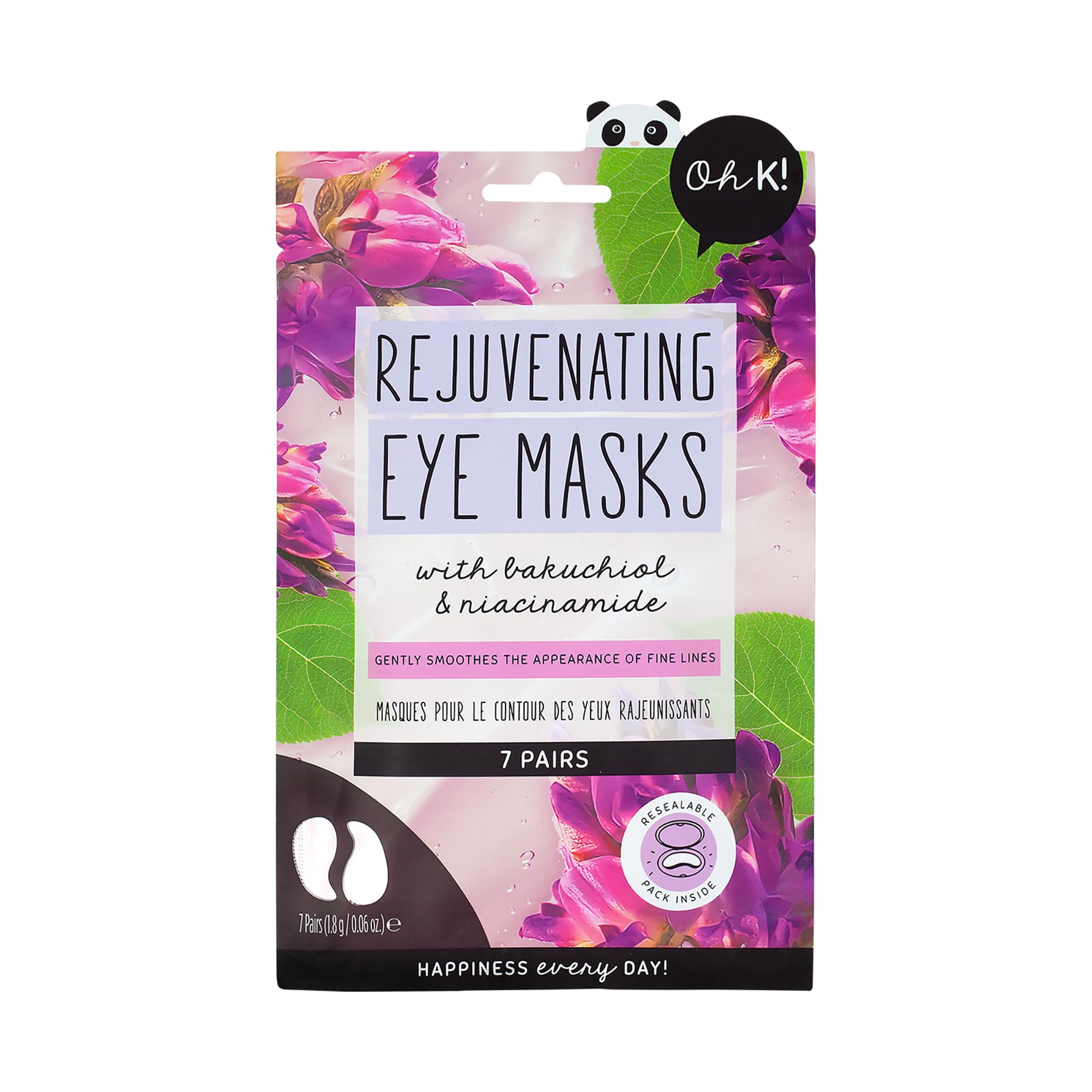 Oh K! patch applied under eye demonstrating immediate depuffing and hydrating benefit