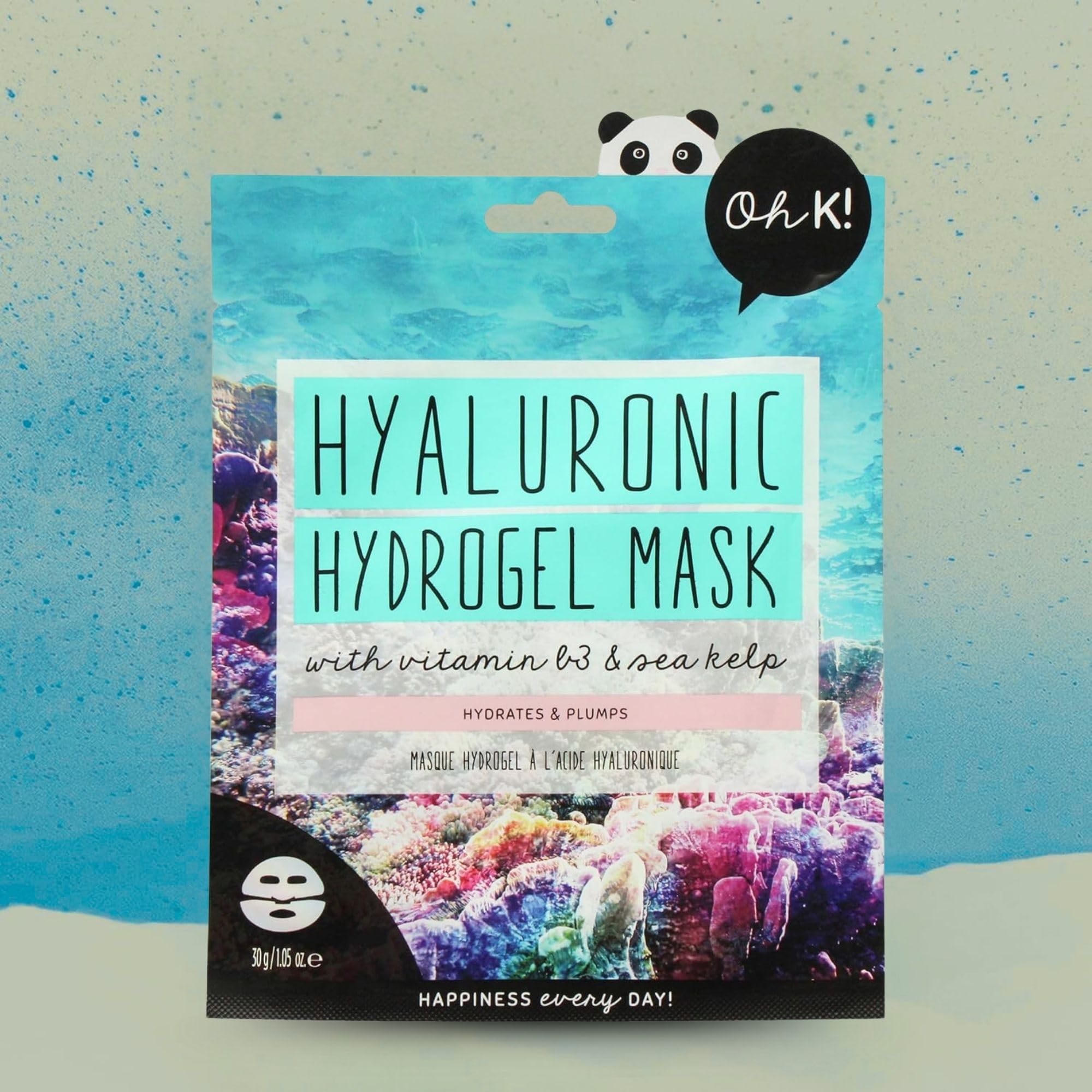 Oh K! mask on bathroom counter in a relaxed skincare setting