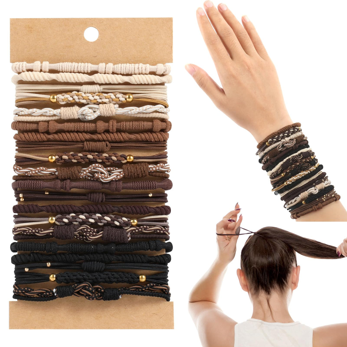 OHCISP front packaging showing 20-piece hair tie set and quick styling benefit