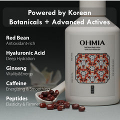 OHMIA 8.45 fl oz size comparison showing portable daily body care benefit
