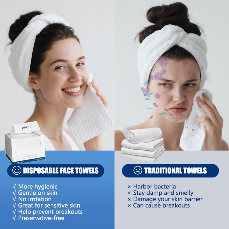 OHOO single folded towel 10x12 inches displayed, large coverage for quick cleansing