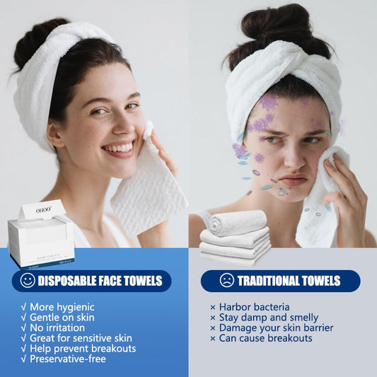 OHOO single folded towel 10x12 inches displayed, large coverage for quick cleansing