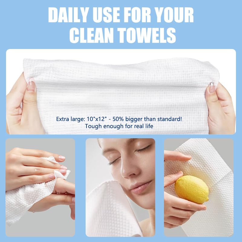 OHOO towel beside a hand for scale, showing generous XL size for full-face use