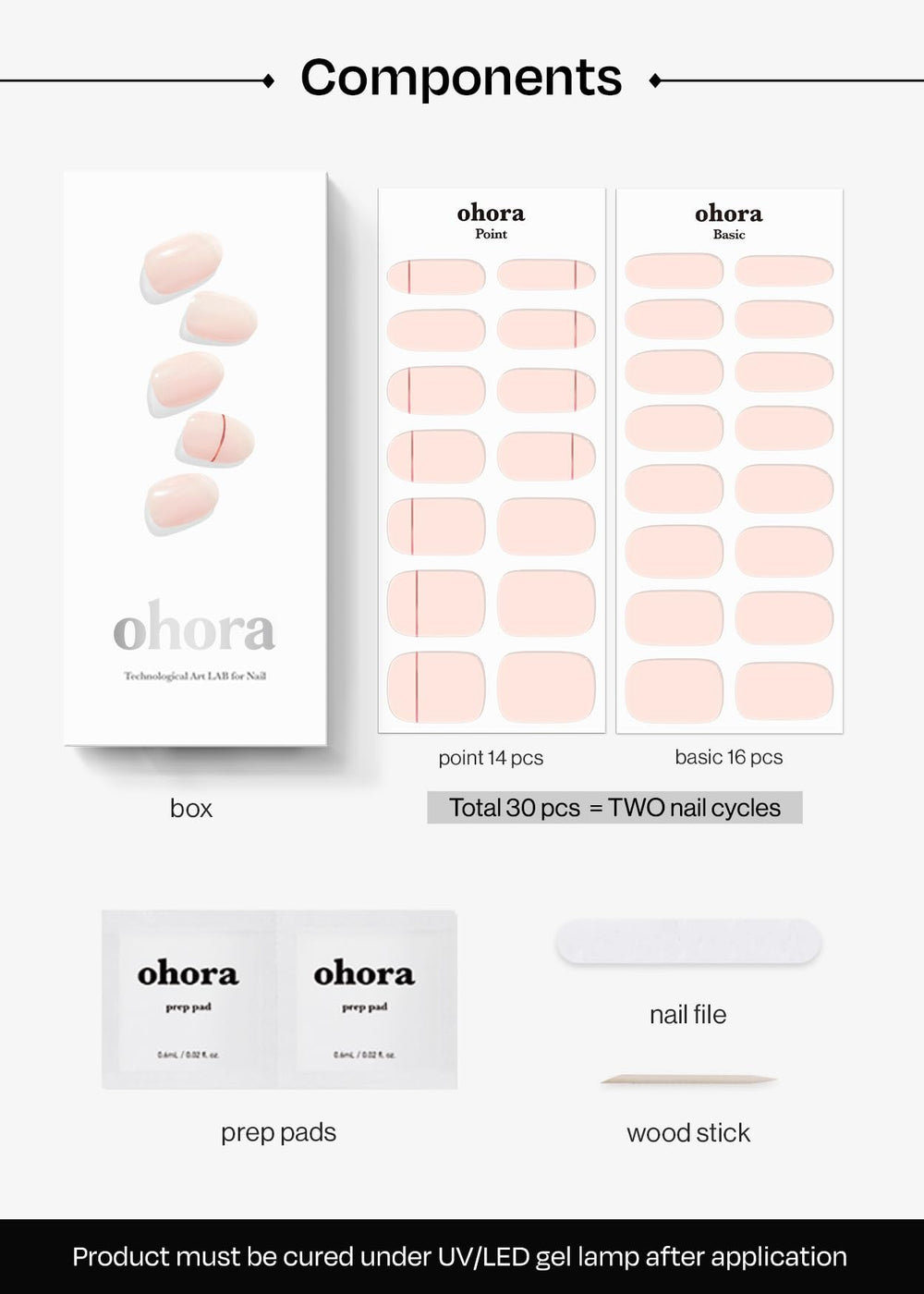 ohora layout of accent and solid strips for coordinated manicure