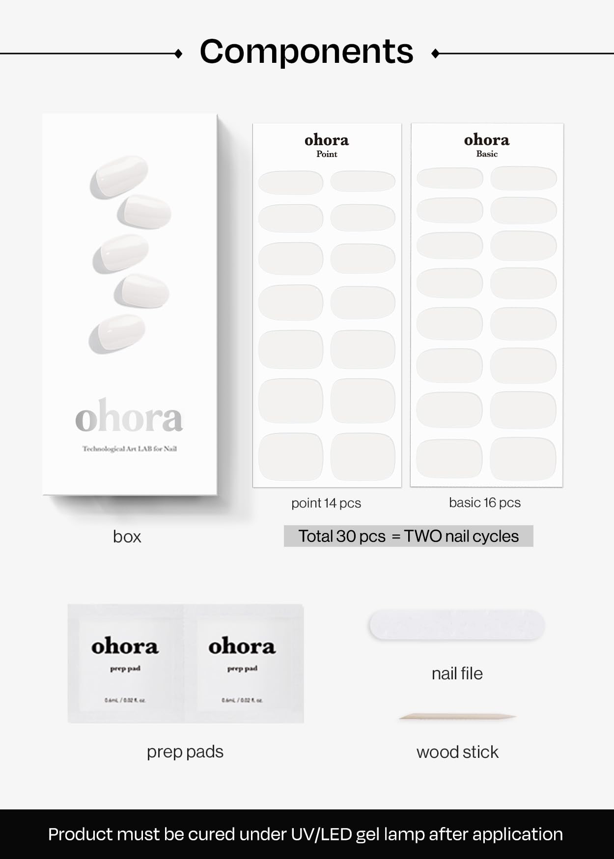 ohora glossy white nails curing under UV lamp demonstrating durable salon-quality finish