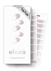 ohora front packaging showing nude glitter strips and tools, convenient kit