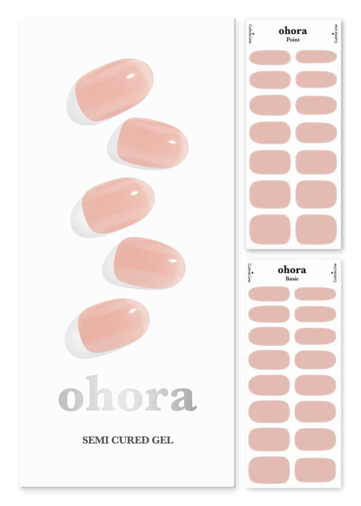 ohora front packaging showing nude strips and included tools for easy application