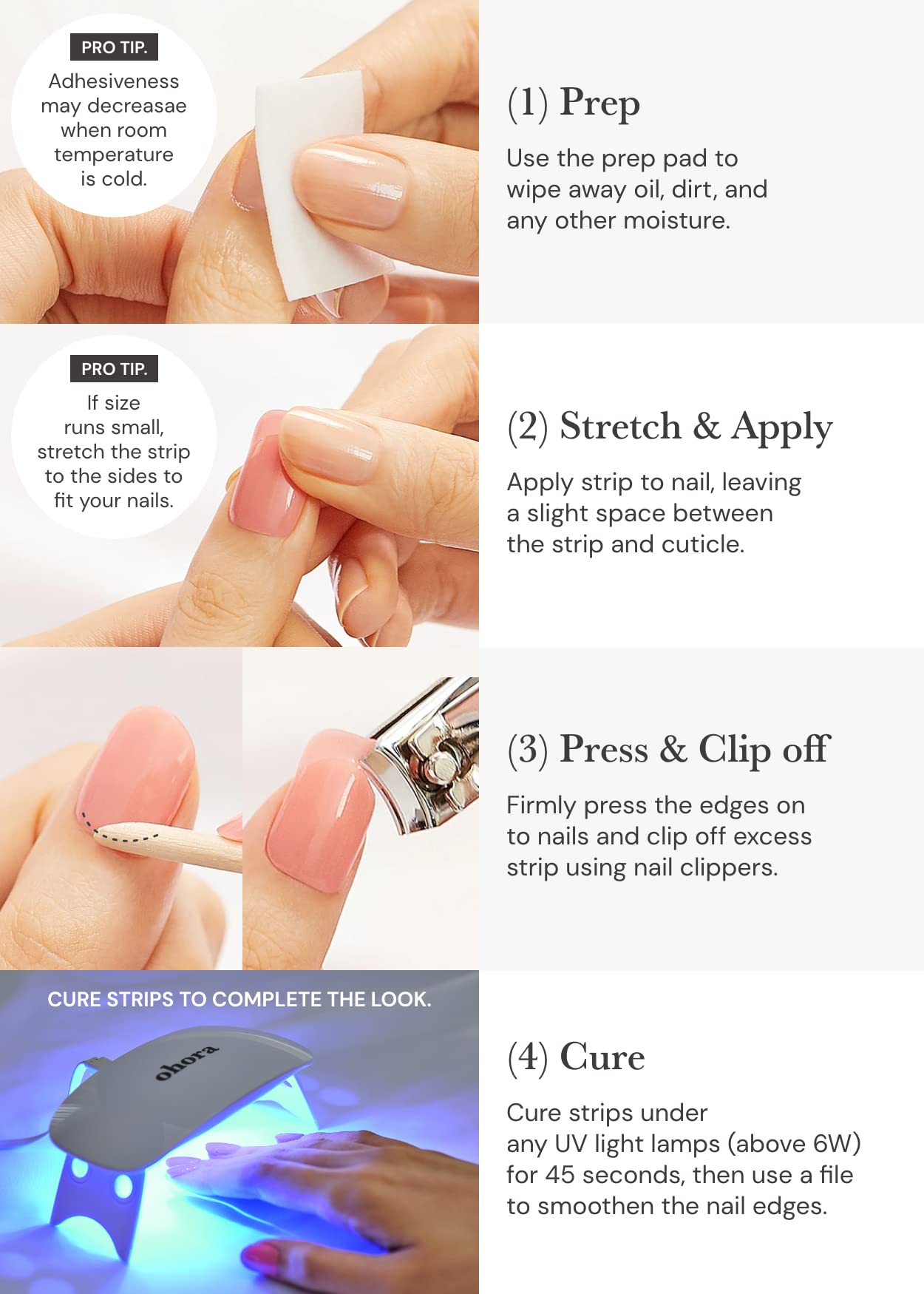 ohora kit tools including prep pads file and stick for complete application