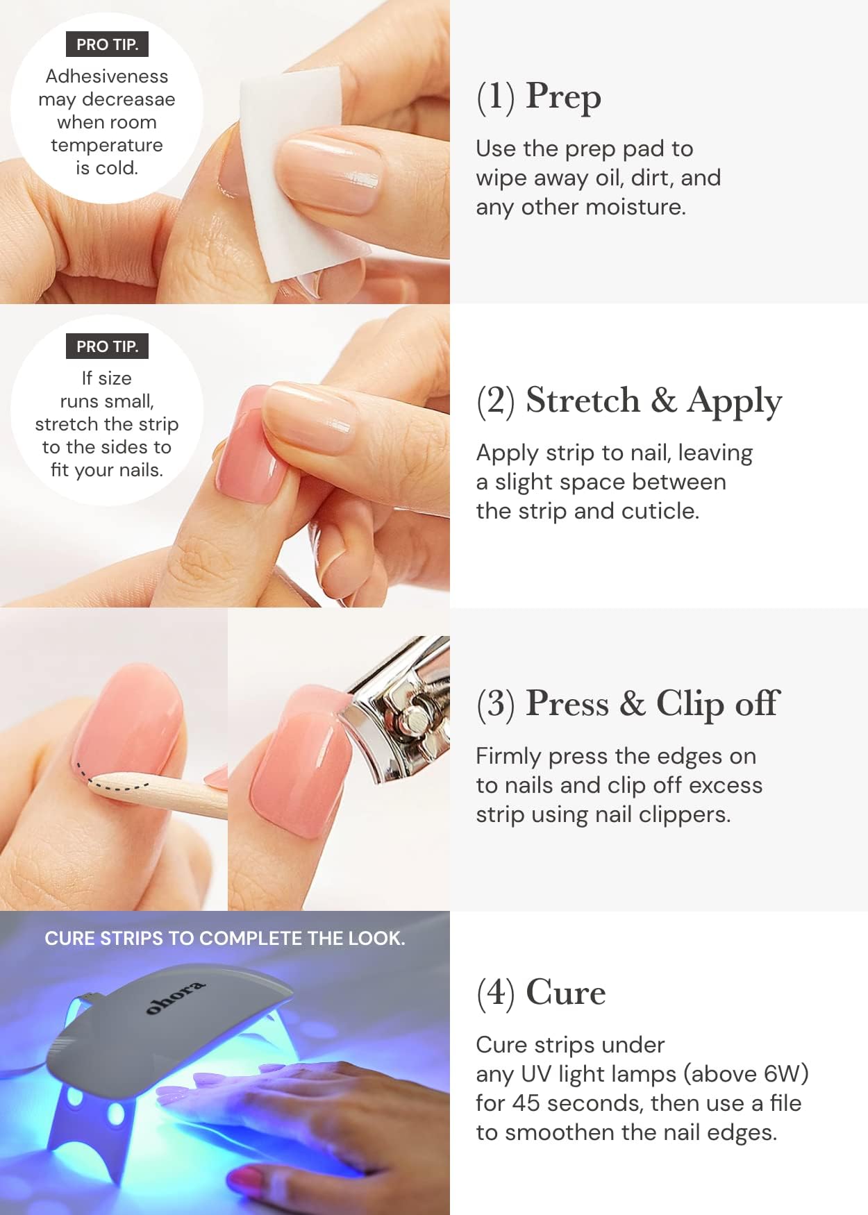 ohora curing strips under lamp ensuring long-lasting wear