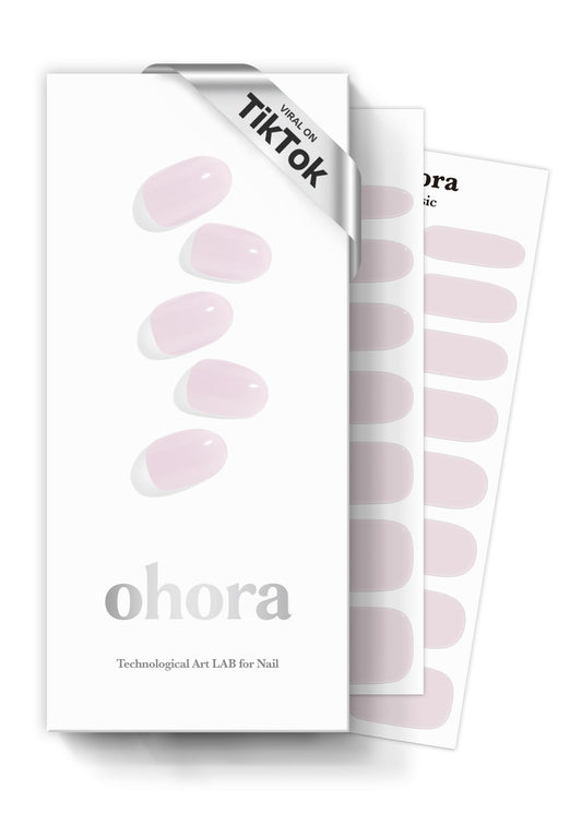 ohora front packaging showing kit and neutral pink shade, fast at-home salon finish