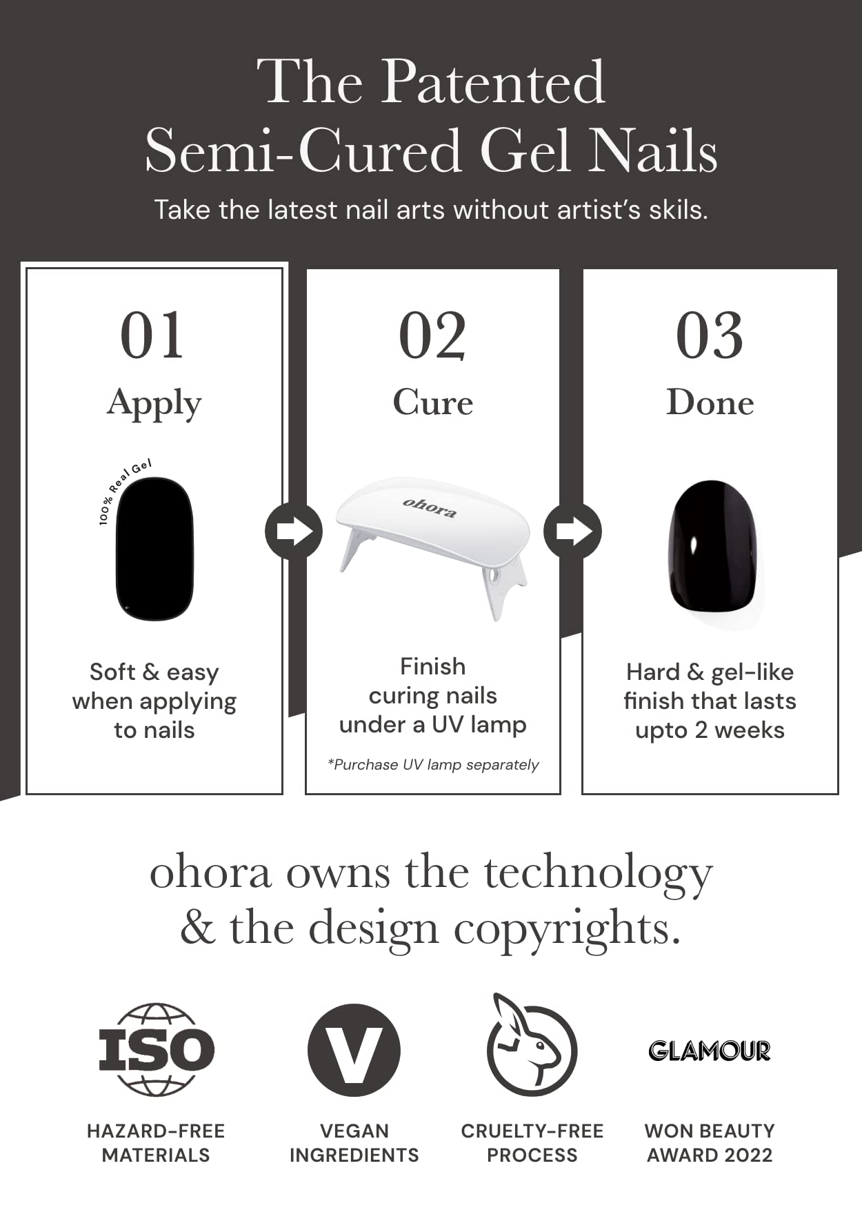ohora close-up of gel strip texture highlighting smooth finish and easy application benefit
