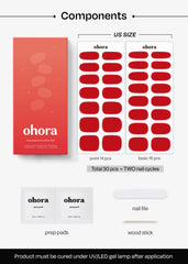 ohora N Hot Cherry on model hands demonstrating vibrant color and long-lasting shine
