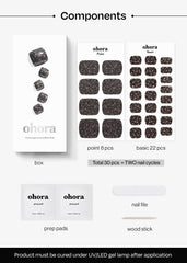 ohora included prep pads file and wooden stick arranged to show complete kit benefit