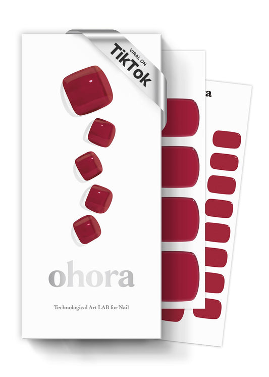 ohora box front view showing burgundy strips and kit contents, professional result