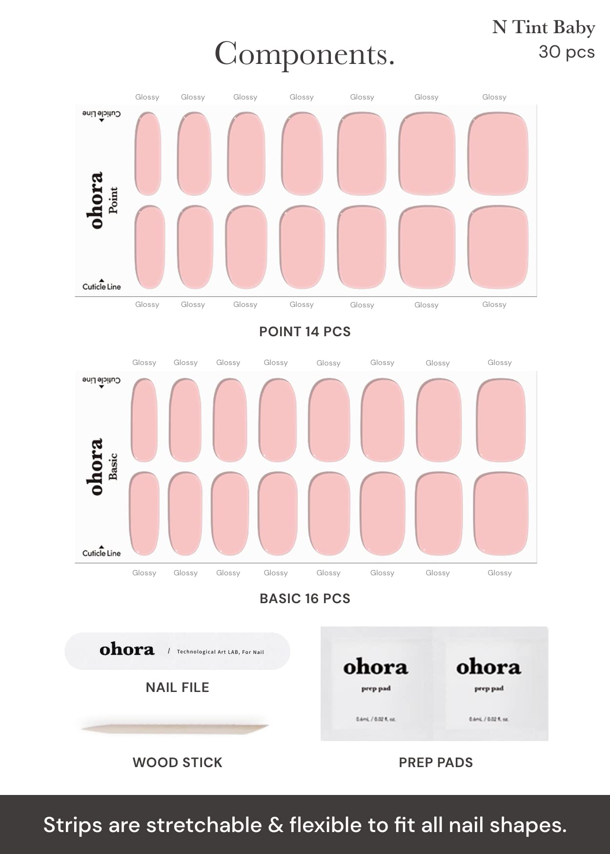 ohora hand scale comparison showing strip sizes for accurate fit on any nail