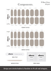 ohora size comparison layout showing 15 sizes for a precise fit on any nail