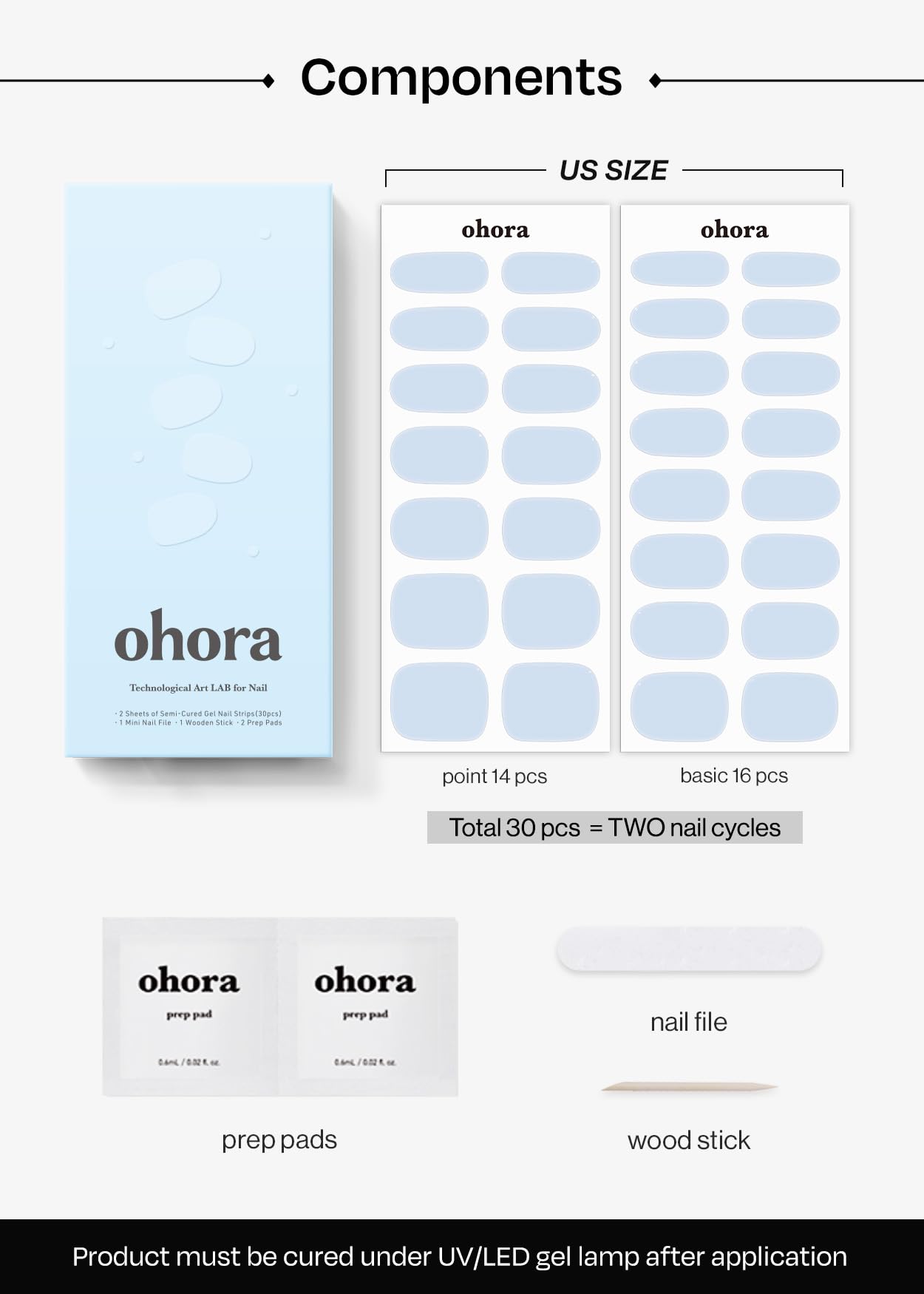 ohora fitted strips on hand showing correct sizing and natural shape result