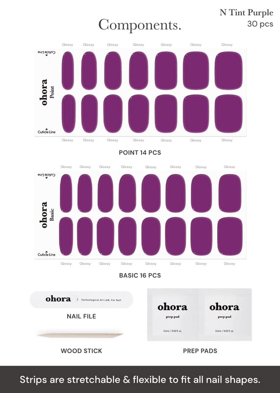 ohora layout of 15 sizes highlighting fit options for varied nail shapes
