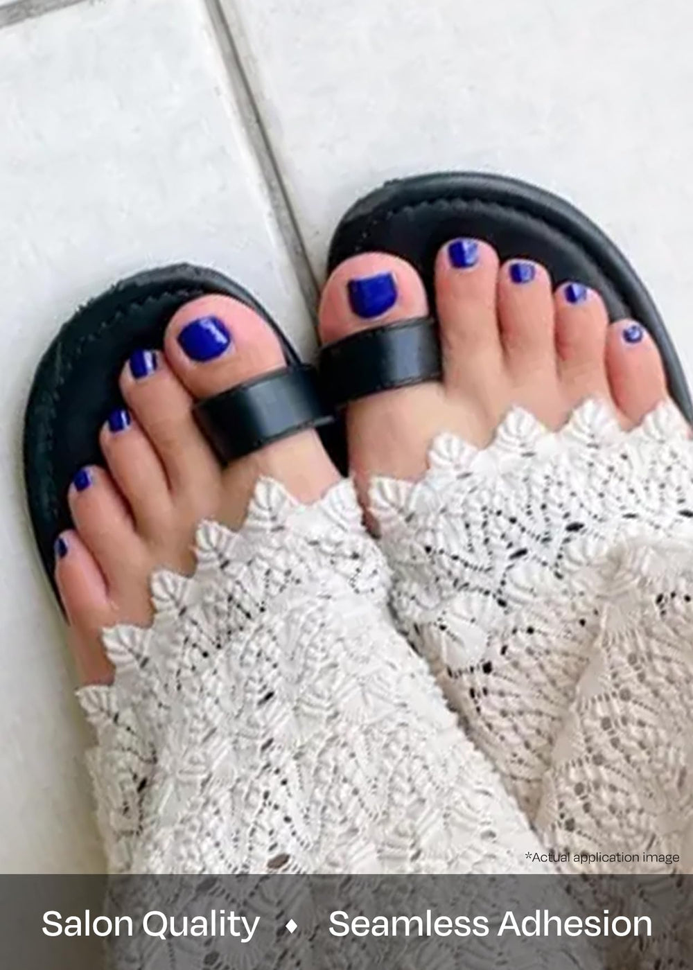 ohora cured gel finish close-up showing glossy cobalt blue shine for lasting wear