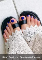 ohora cured gel finish close-up showing glossy cobalt blue shine for lasting wear