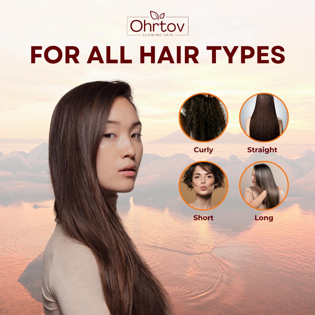 Ohrtov before and after hair ends comparison showing reduced frizz benefit