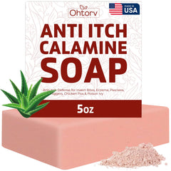 Ohrtov calamine soap front packaging showing product and calming benefit
