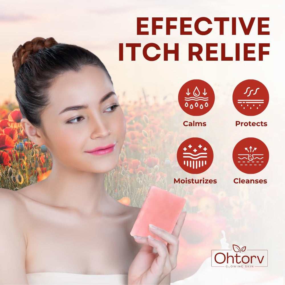 Ohrtov calamine soap lather in hand demonstrating gentle cleansing benefit
