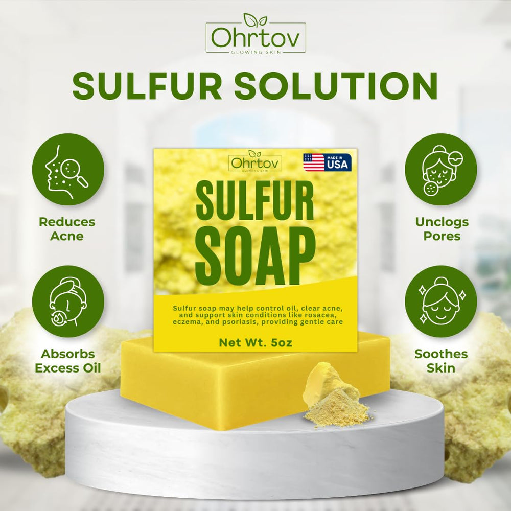 Applying Ohrtov sulfur soap to face to remove oil and impurities