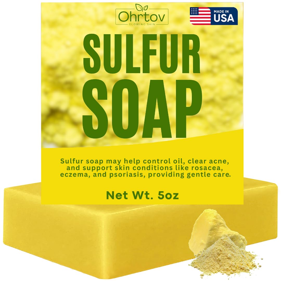 Ohrtov sulfur soap front packaging showing bar and benefits