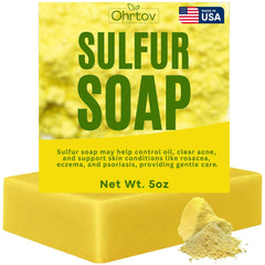Ohrtov sulfur soap front packaging showing bar and benefits