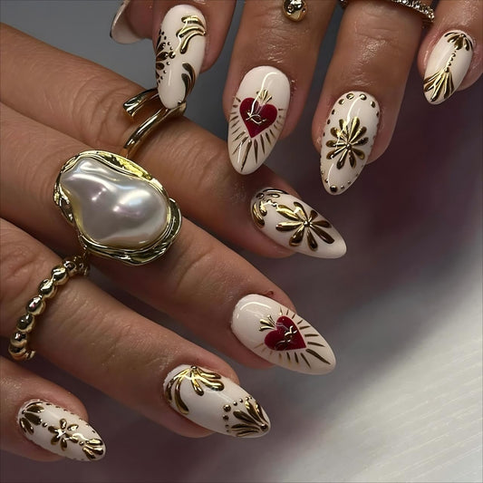 OHWODA front packaging showing 24 glossy almond nails and accessories, neat storage benefit