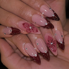 OHWODA glossy red French tip close-up highlighting smooth shine and salon finish