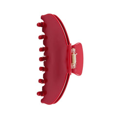 OideGuiing front view of cherry red clip showing polished finish and easy styling benefit