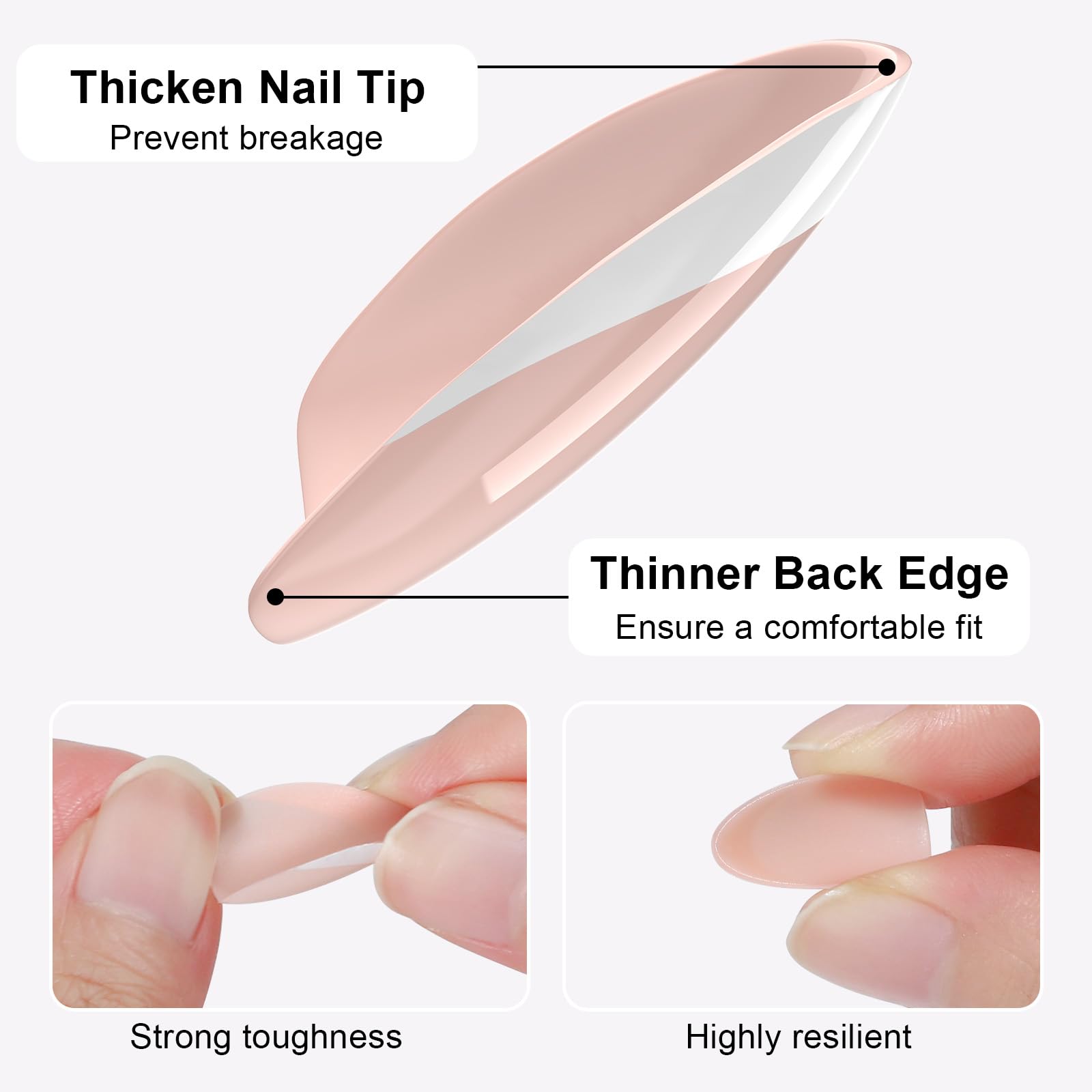 OIFEN applying nails using glue and file, simple home application and durable hold