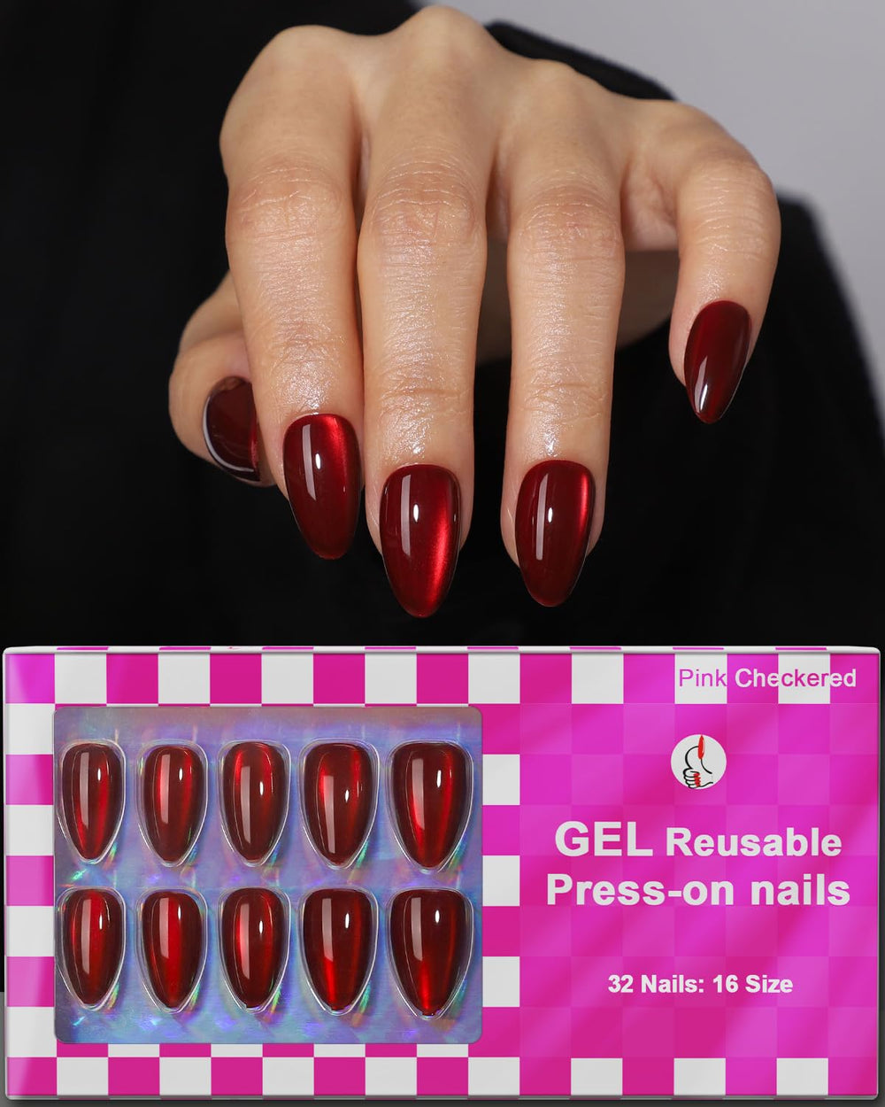 OIFEN burgundy front packaging showing all included nails and accessories for easy identification