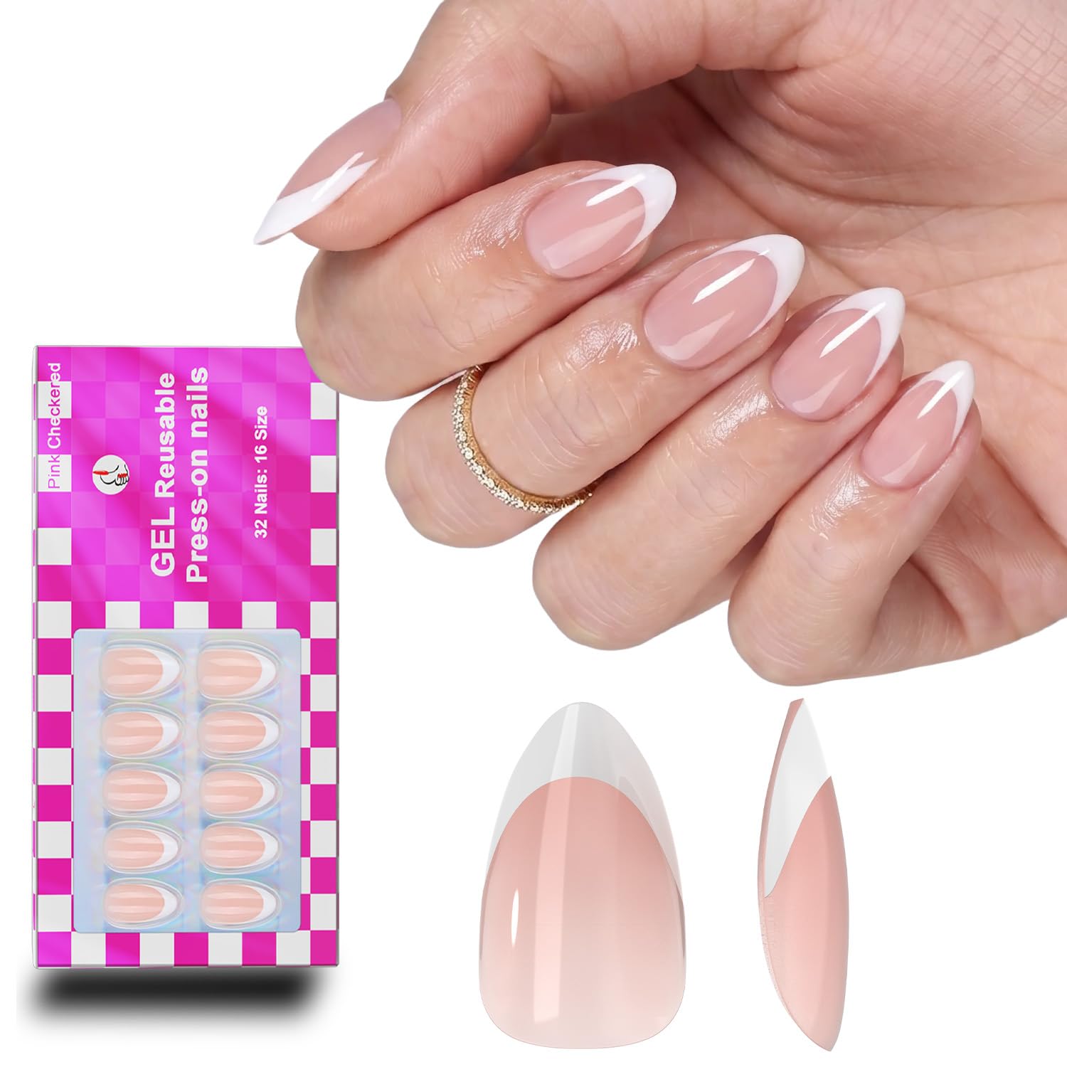 OIFEN front packaging showing glossy short almond nails, clear starter kit benefit