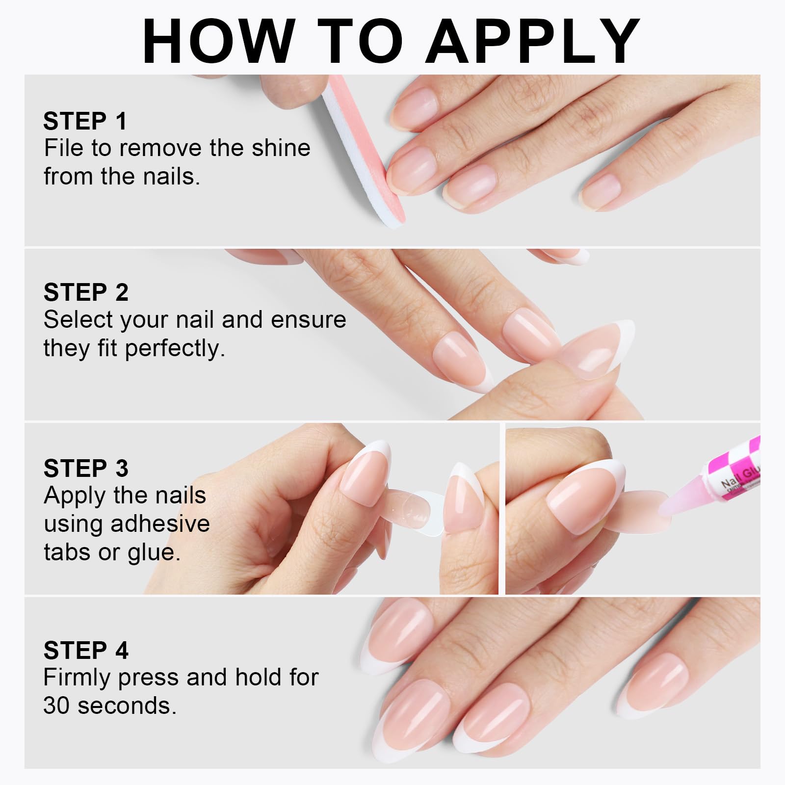 Lifestyle image of woman typing at desk wearing OIFEN milky white nails for professional polished look