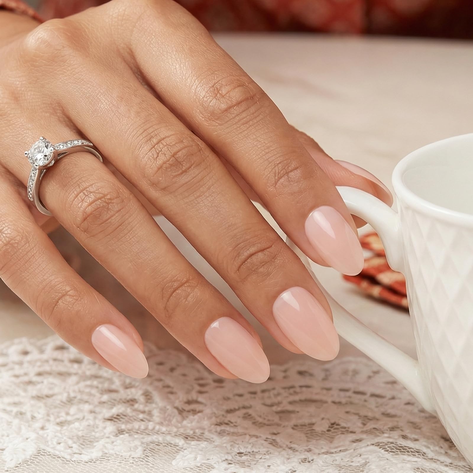 OIFEN nude pink glossy texture closeup highlighting smooth shine and salon-like finish