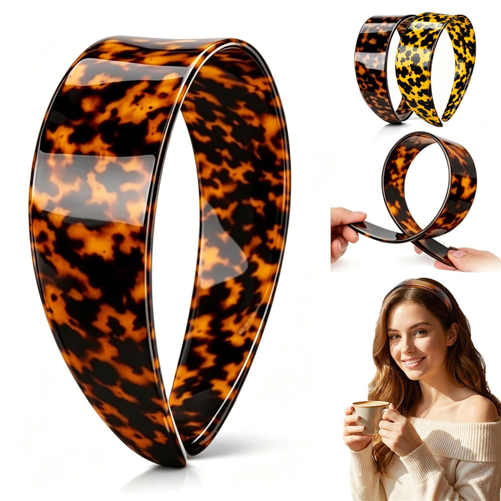 oioue front view tortoise shell headband shows pattern and shape, stylish accessory