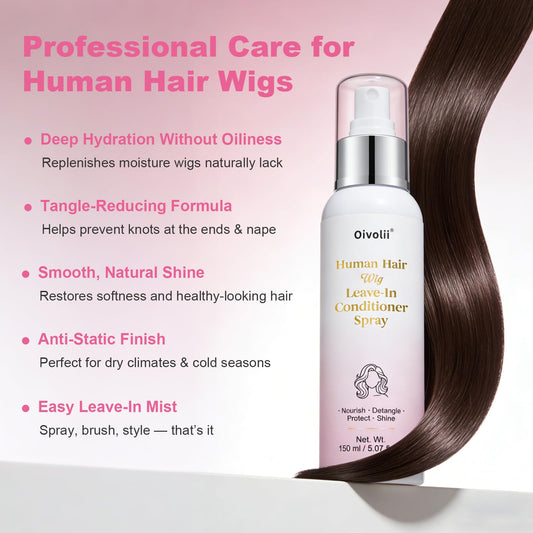 Oivolii mist spraying onto hair demonstrating even distribution and lightweight coverage