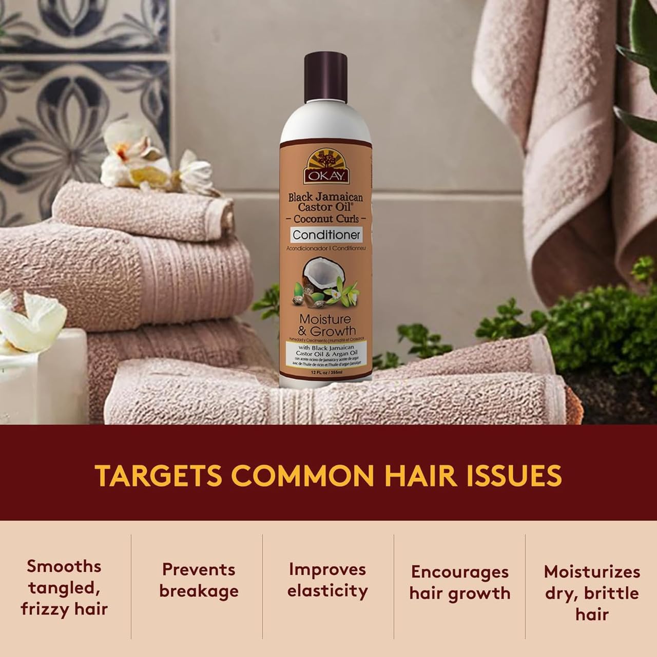 OKAY conditioner creamy texture smear showing moisturizing consistency and slip