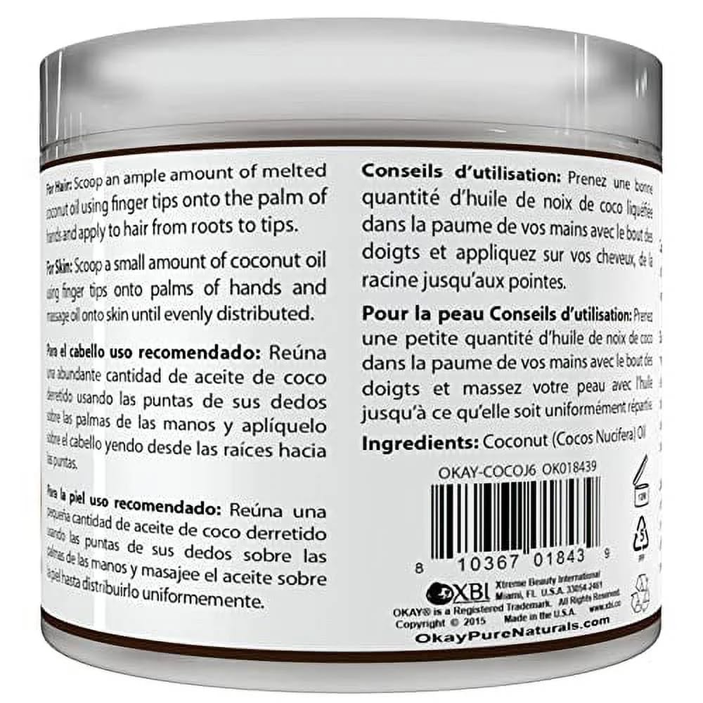 OKAY jar open with solid coconut oil texture, easy scoop benefit