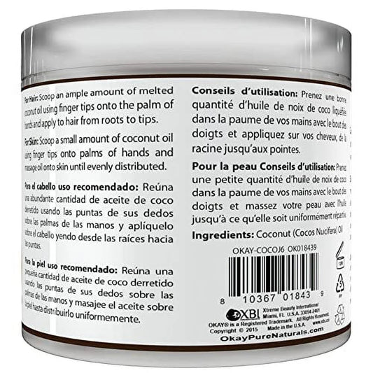 OKAY jar open with solid coconut oil texture, easy scoop benefit