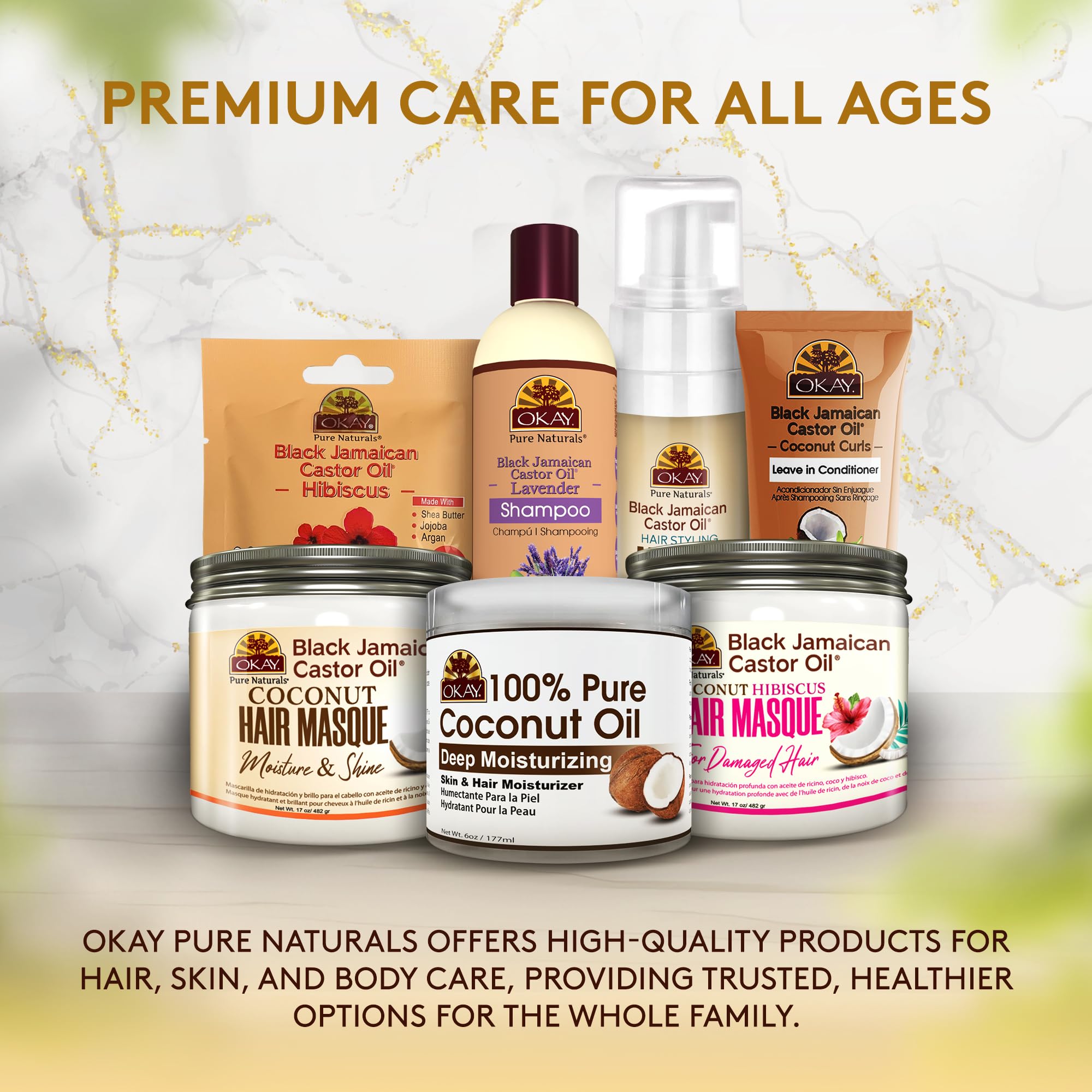 OKAY product label close-up showing pure ingredient list and natural benefits