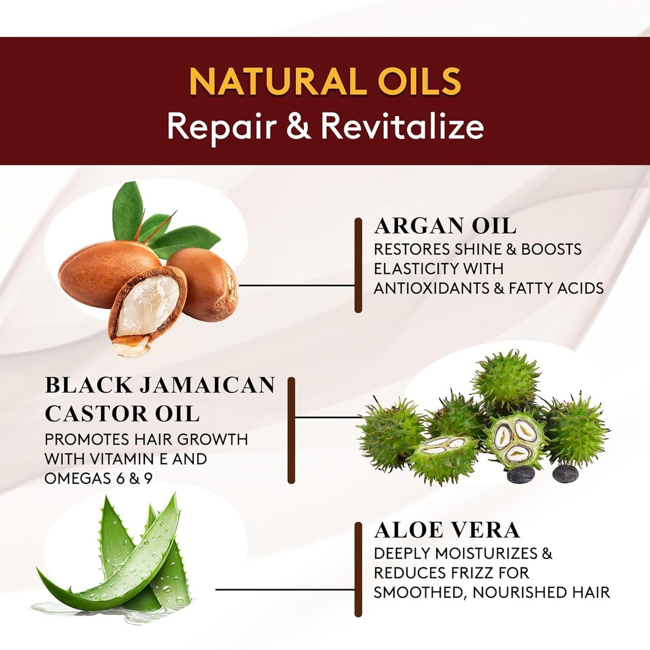 OKAY label close-up highlighting Black Jamaican Castor Oil and clean ingredients