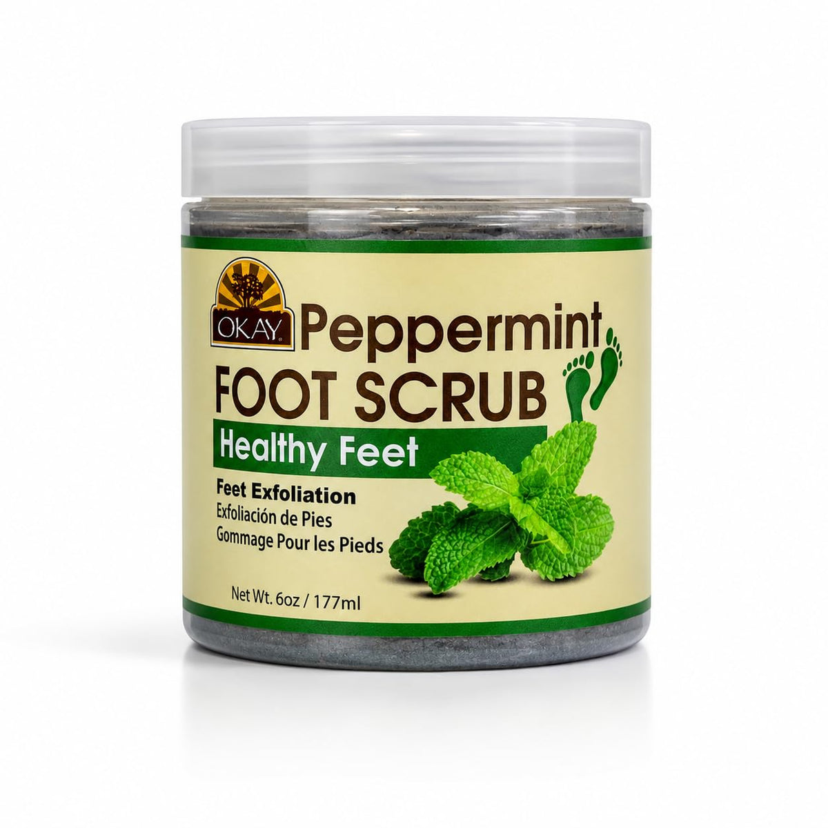 OKAY front jar view showing product packaging and cooling peppermint benefit
