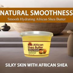 OKAY shea butter placed on bathroom shelf in lifestyle scene implying daily routine