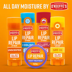 Person using O'Keeffe's Cooling Relief outdoors showing protection in cold weather